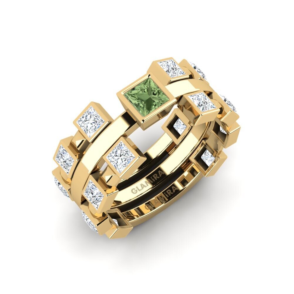 Zafiro Verde Anillo Pyutera - SET