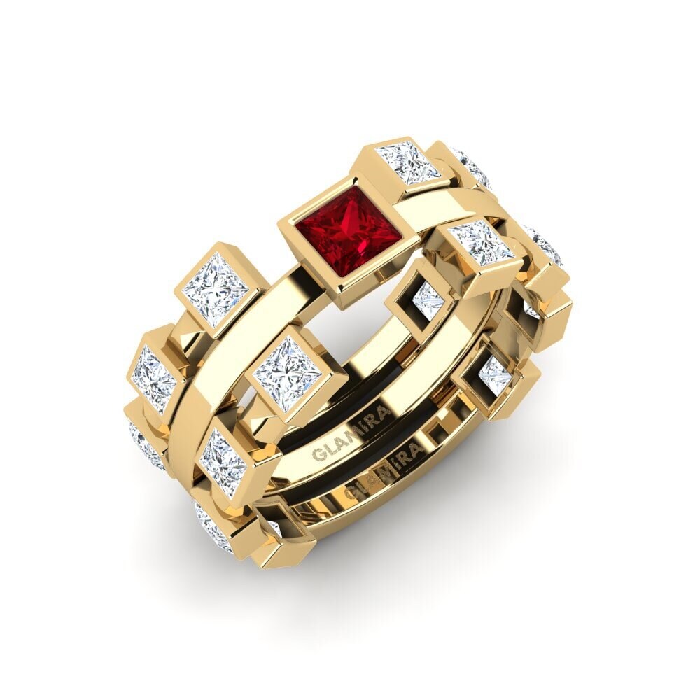 Red Zirconia Ring Pyutera - SET