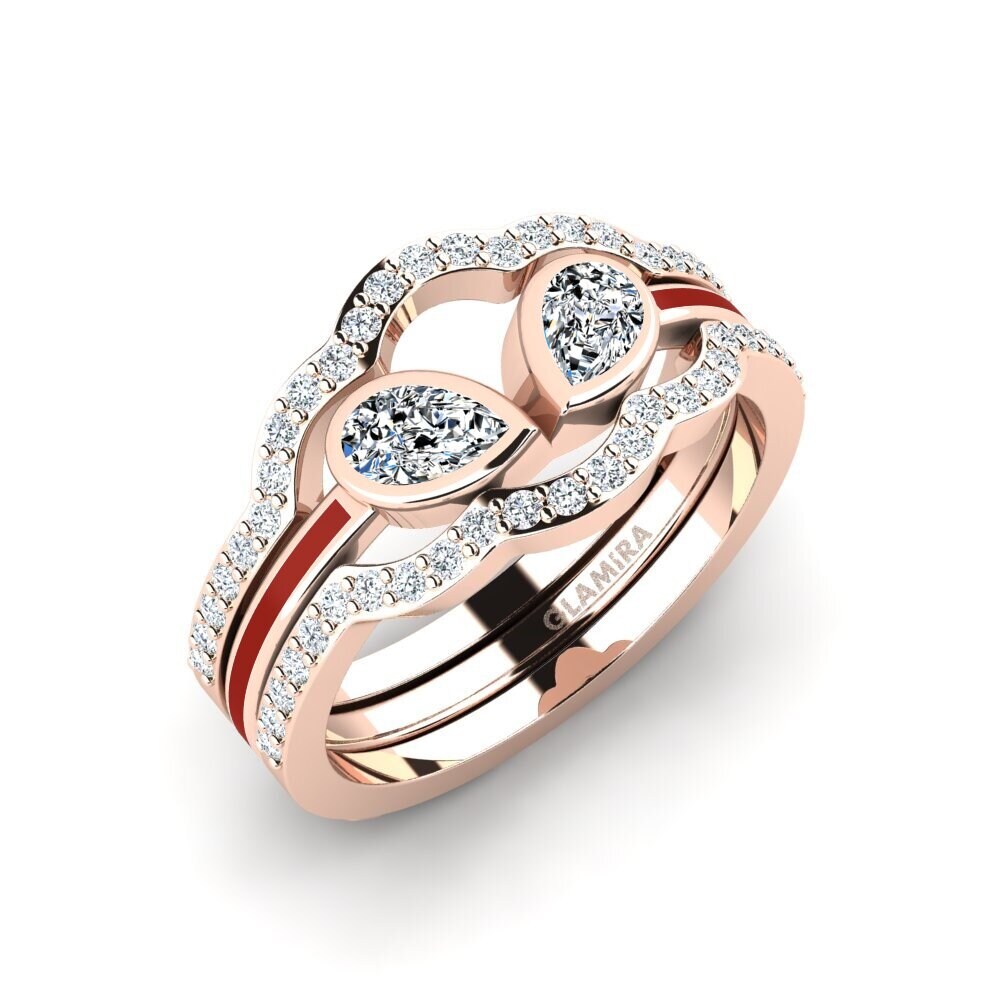 Rotgold 585 Ring Snene - SET