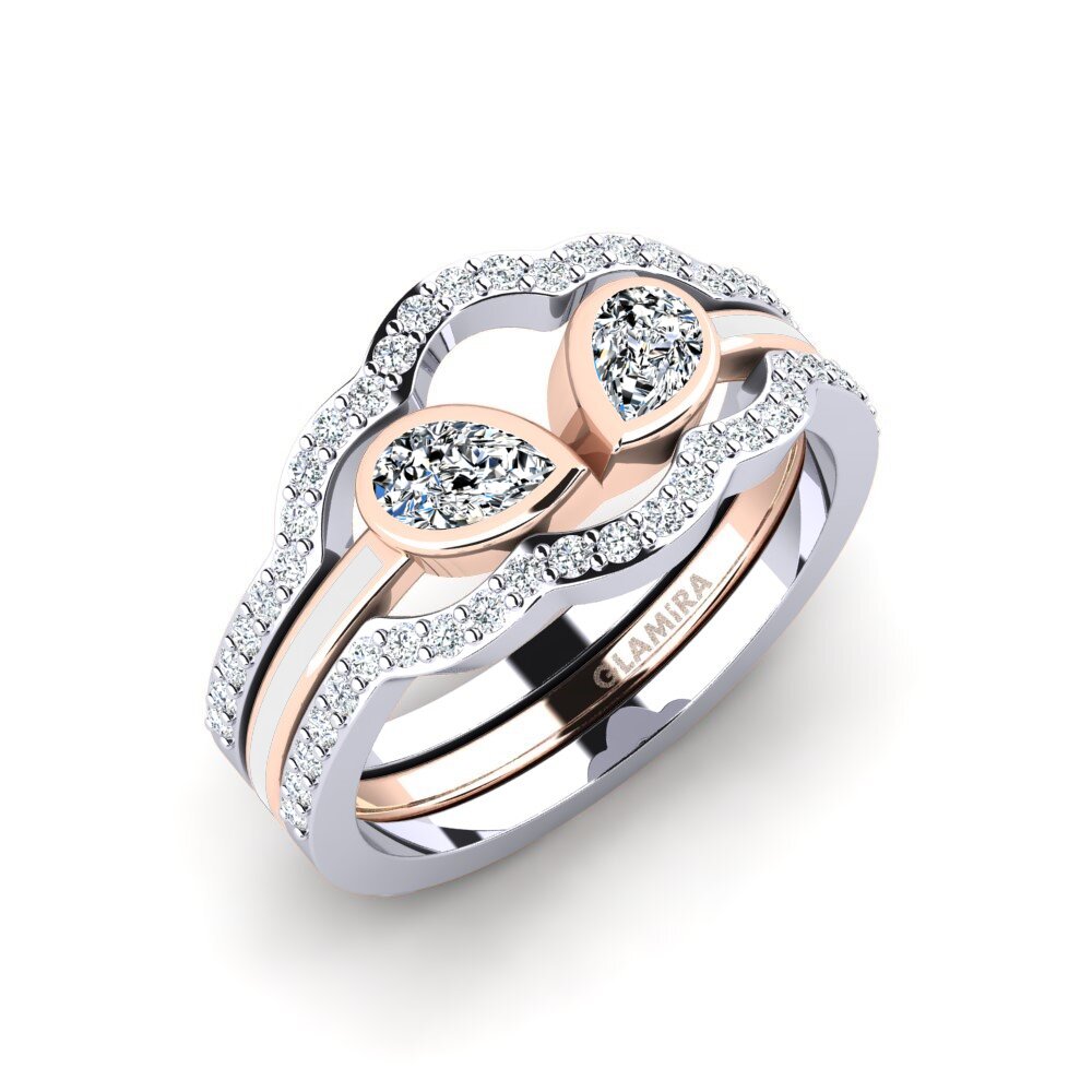 750 Weiß & Rotgold Ring Snene - SET