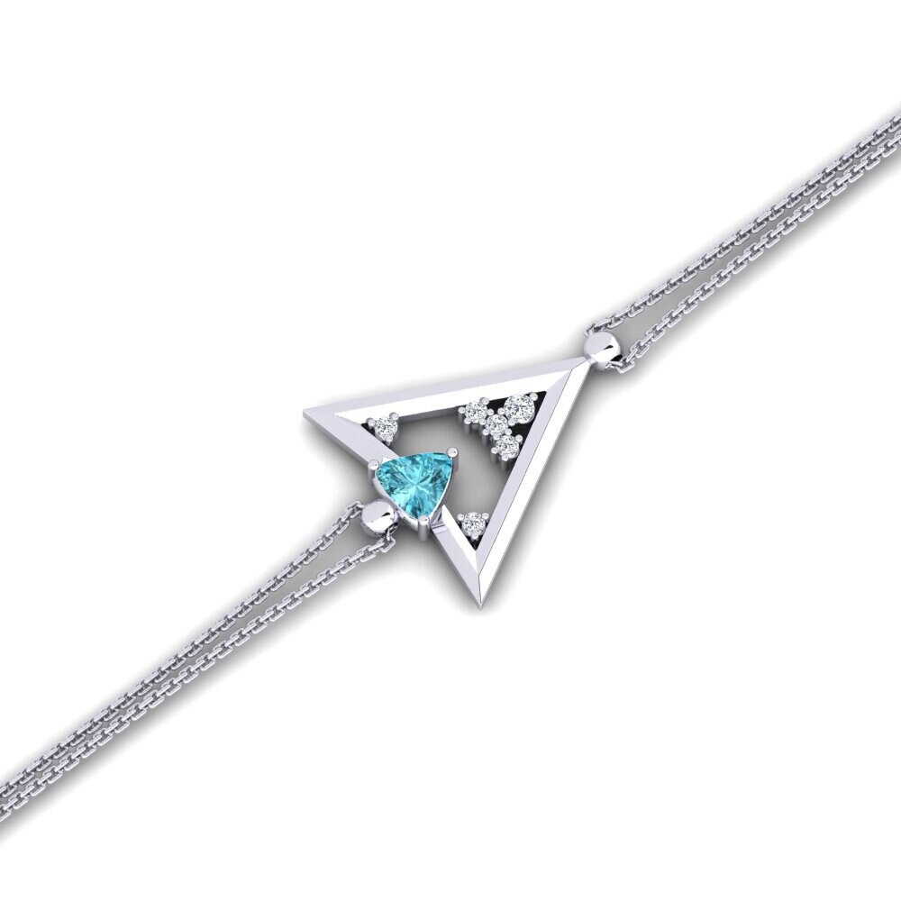 950 Platinum Blue Zircon Women's Bracelet Asgeiress