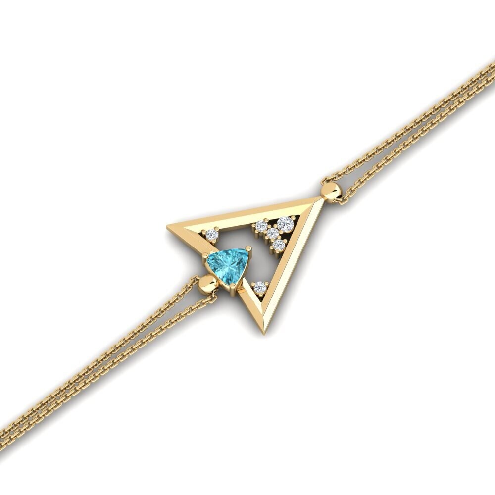 14ct Yellow Gold Blue Zircon Women's Bracelet Asgeiress