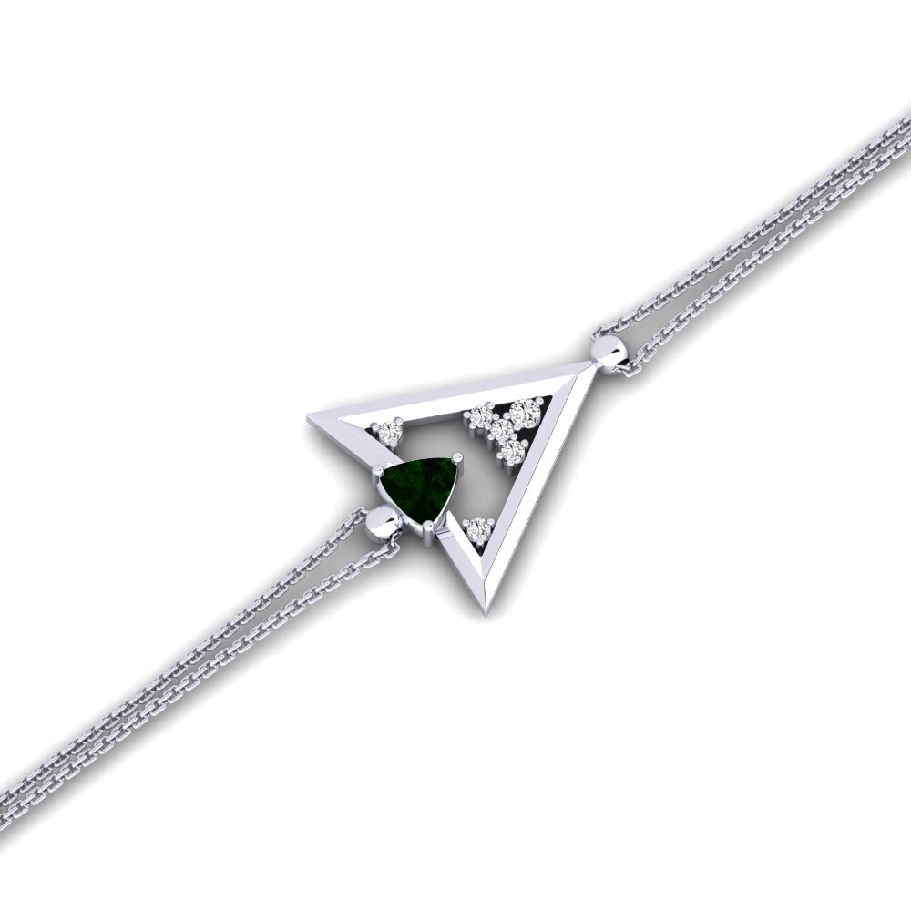 14k White Gold Green Tourmaline Women's Bracelet Asgeiress