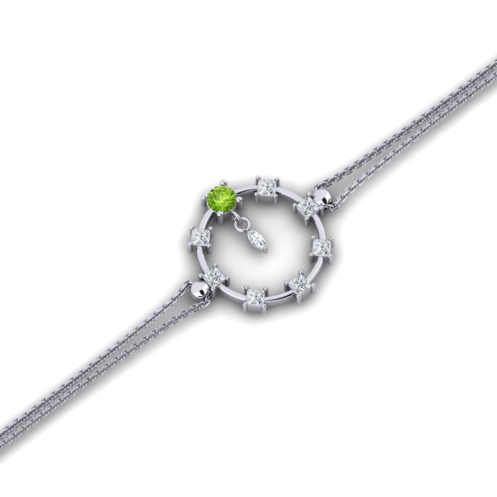 18k White Gold Peridot Women's Bracelet Badetene
