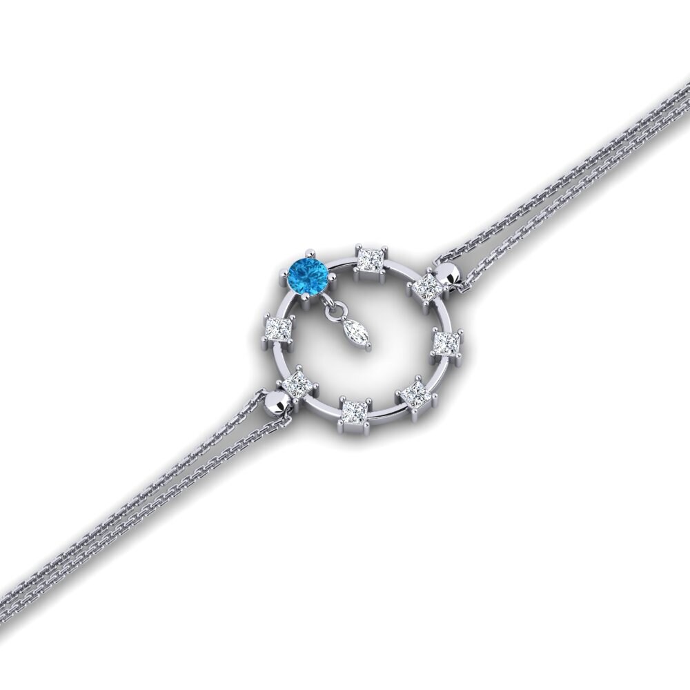 9ct White Gold Blue Topaz Women's Bracelet Badetene