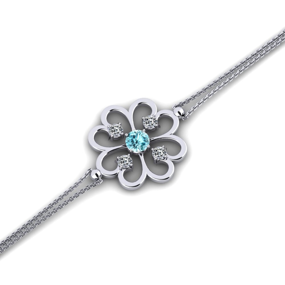 White Silver Blue Zircon Women's Bracelet Cobhan