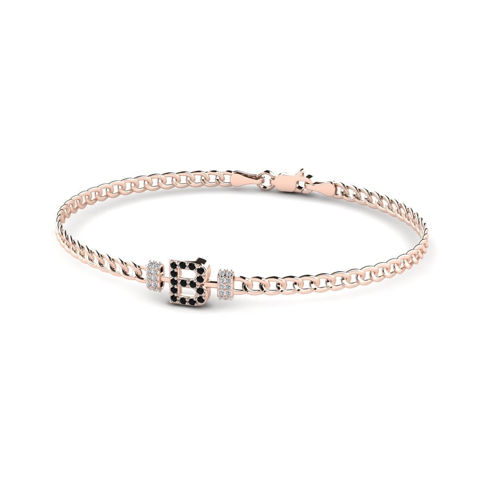 14ct Rose Gold Black Sapphire Women's Bracelet Esmira - B