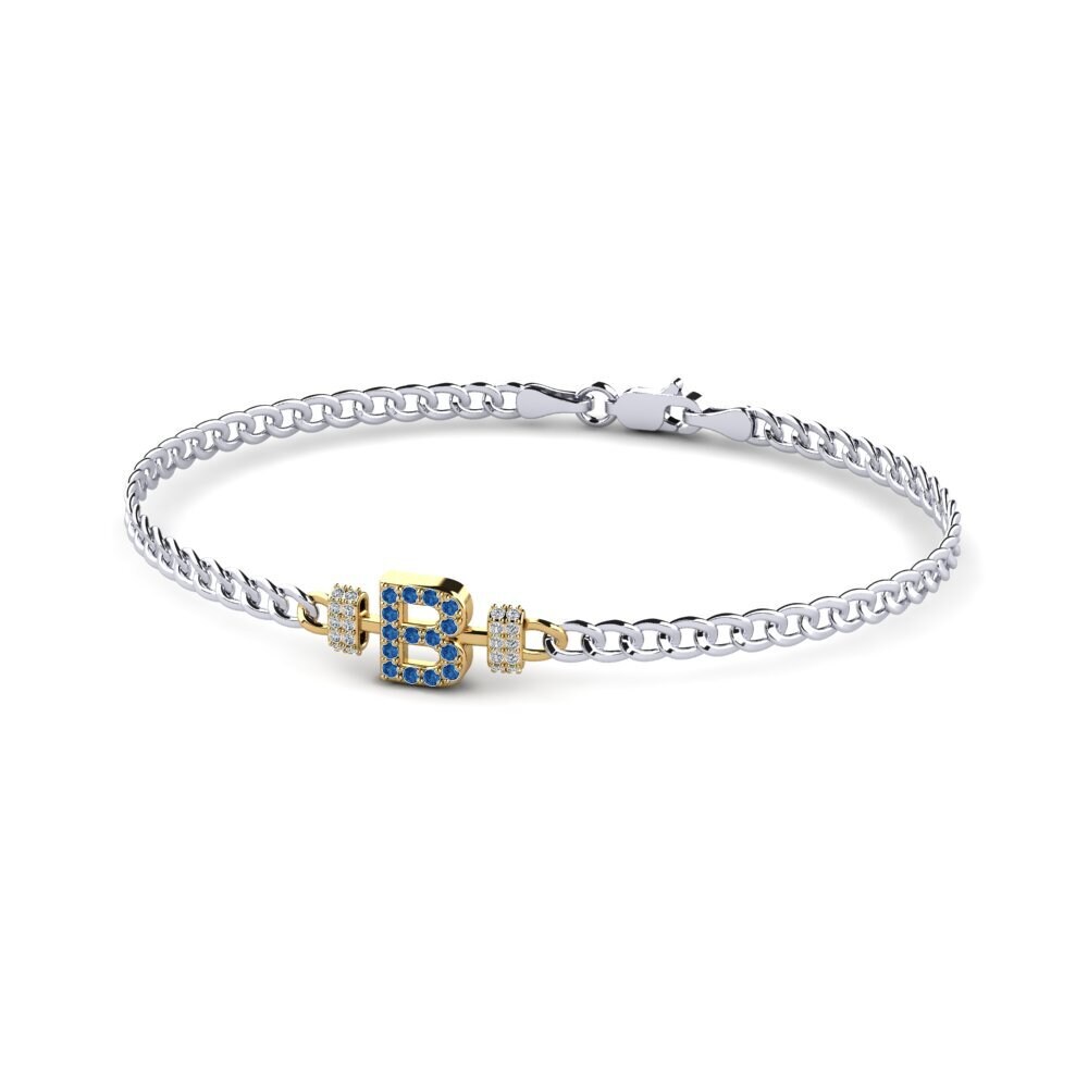 18ct White & Yellow Gold Dark Blue Zirconia Women's Bracelet Esmira - B