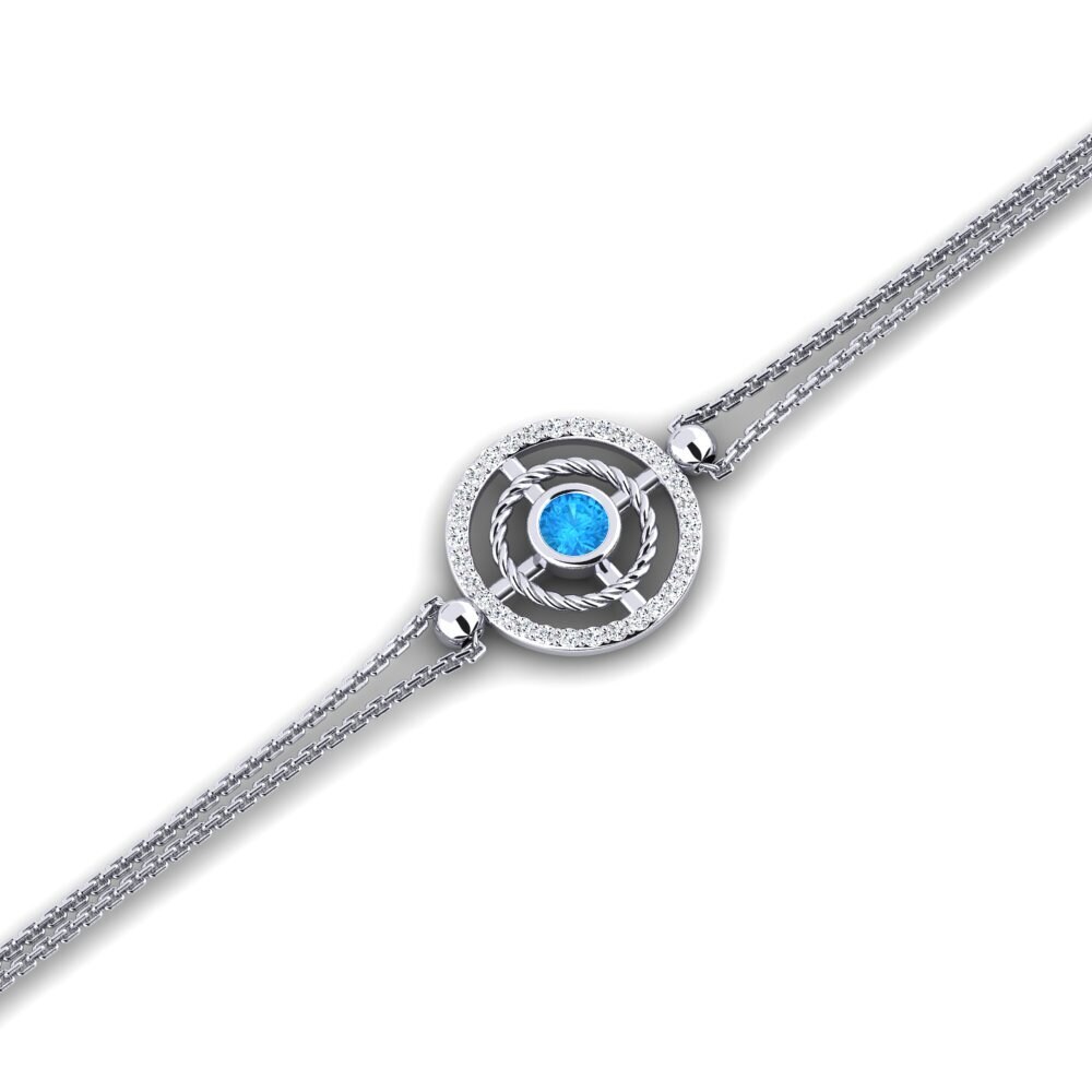 9ct White Gold Blue Topaz Women's Bracelet Eths