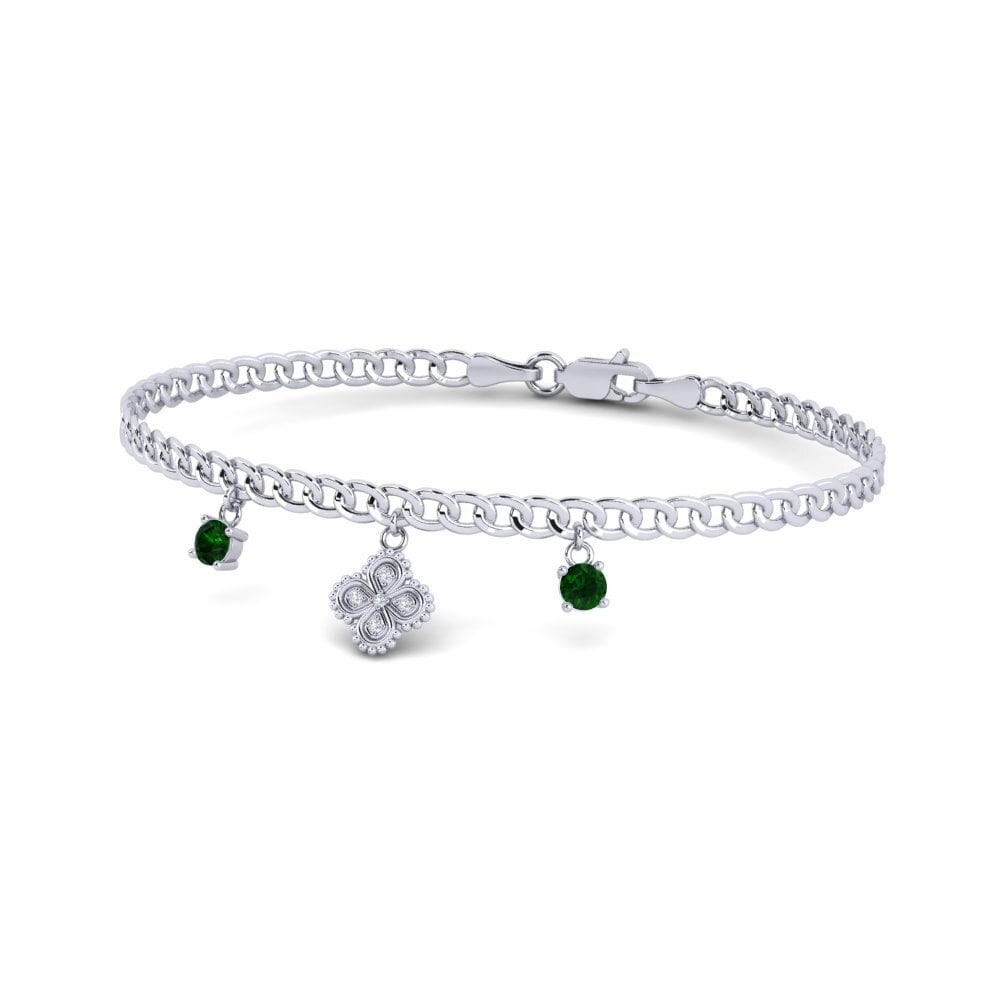 925 Prata de lei Turmalina Verde Pulseira Feminino Vowel