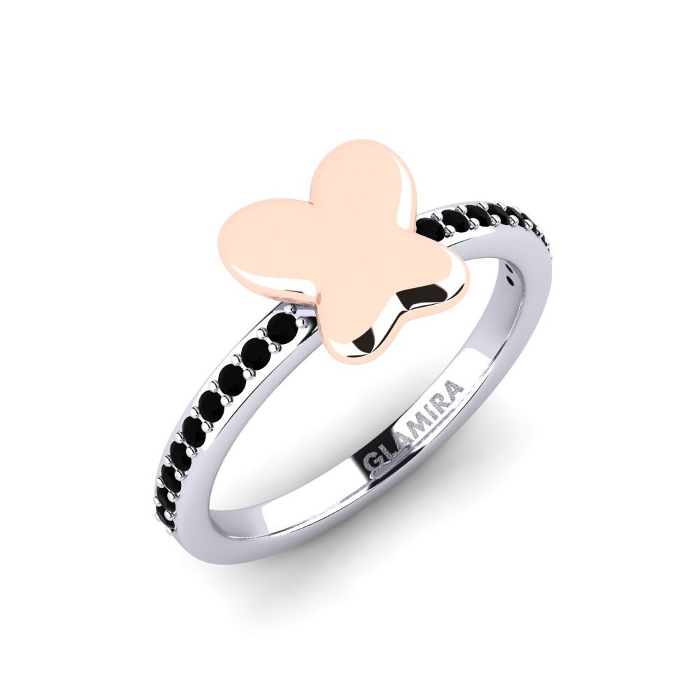 14k Oro Rosa & Blanco Diamante Negro Anillo para Niño Nobill