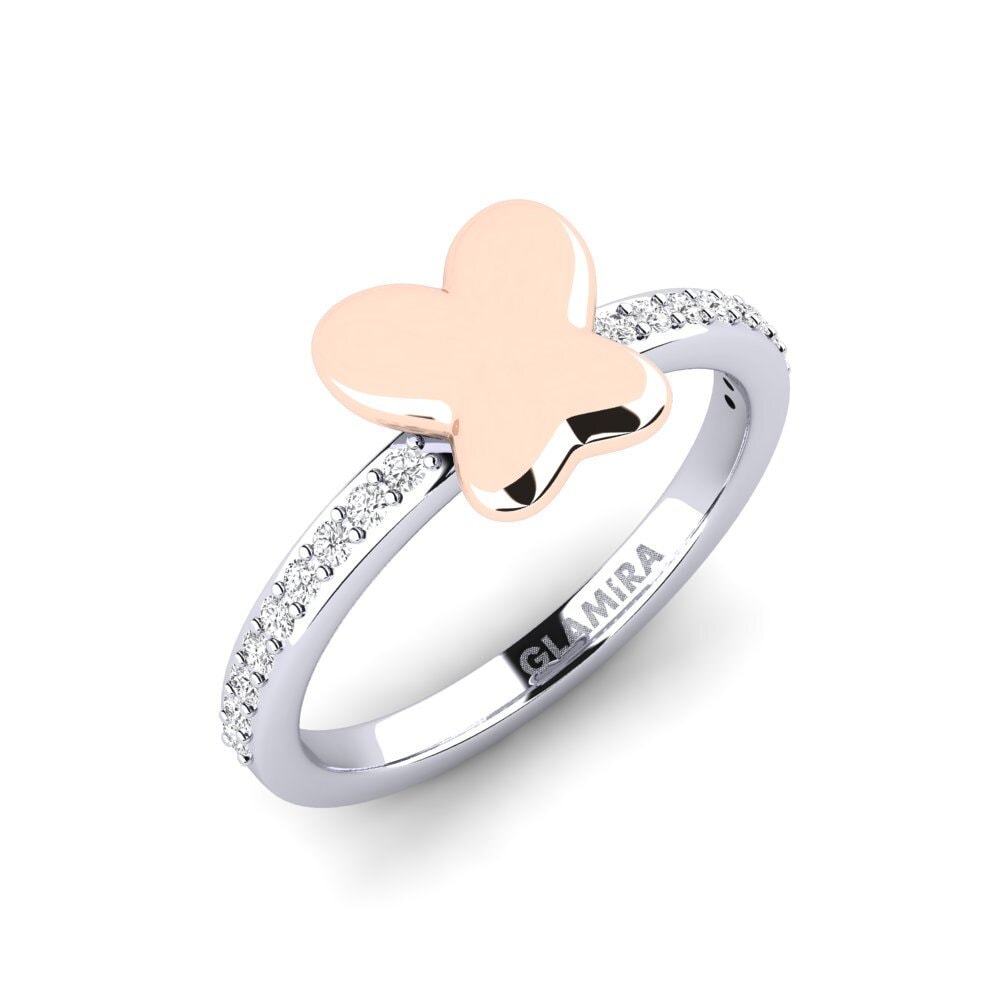 14k Oro Rosa & Blanco Zafiro blanco Anillo para Niño Nobill