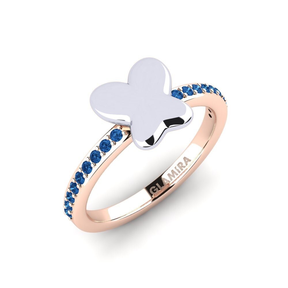 Vàng Trắng-Đỏ 18K Đá Zirconia Xanh Lam Nhẫn trẻ em Nobill