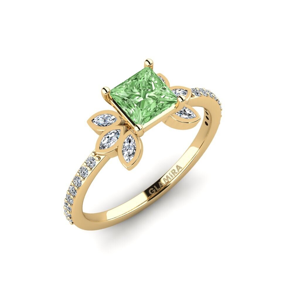 Princess Green Diamond Engagement Ring Nutop