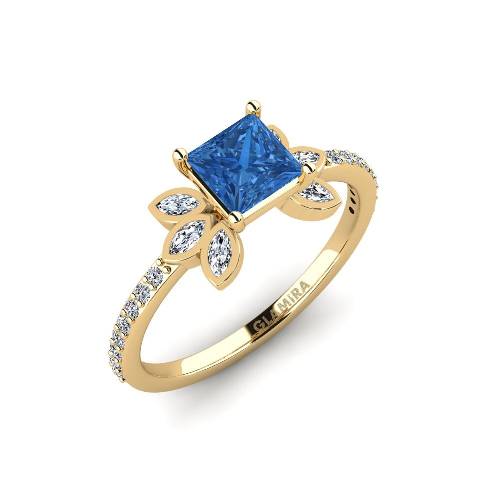 Princess Dark Blue Zirconia Engagement Ring Nutop