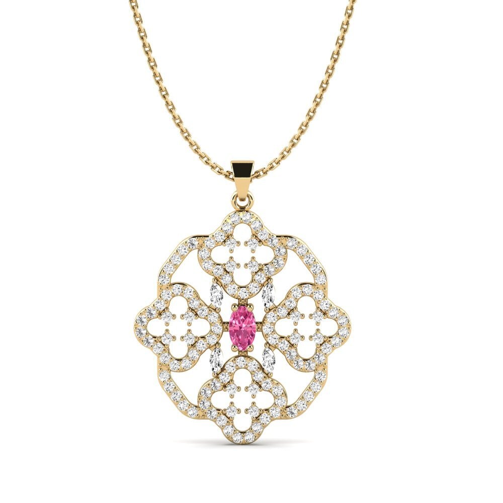 Bầu Dục Đá Tourmaline Hồng / Bích tỷ Mặt dây chuyền nữ Abnosa