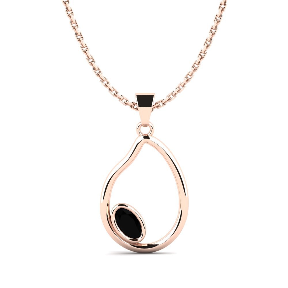 14ct Rose Gold Black Sapphire Women's Pendant Wiwol