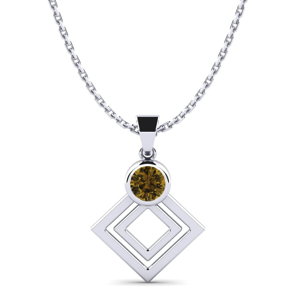 Plata 925 Circón Marrón Colgante de Mujer Xlingr