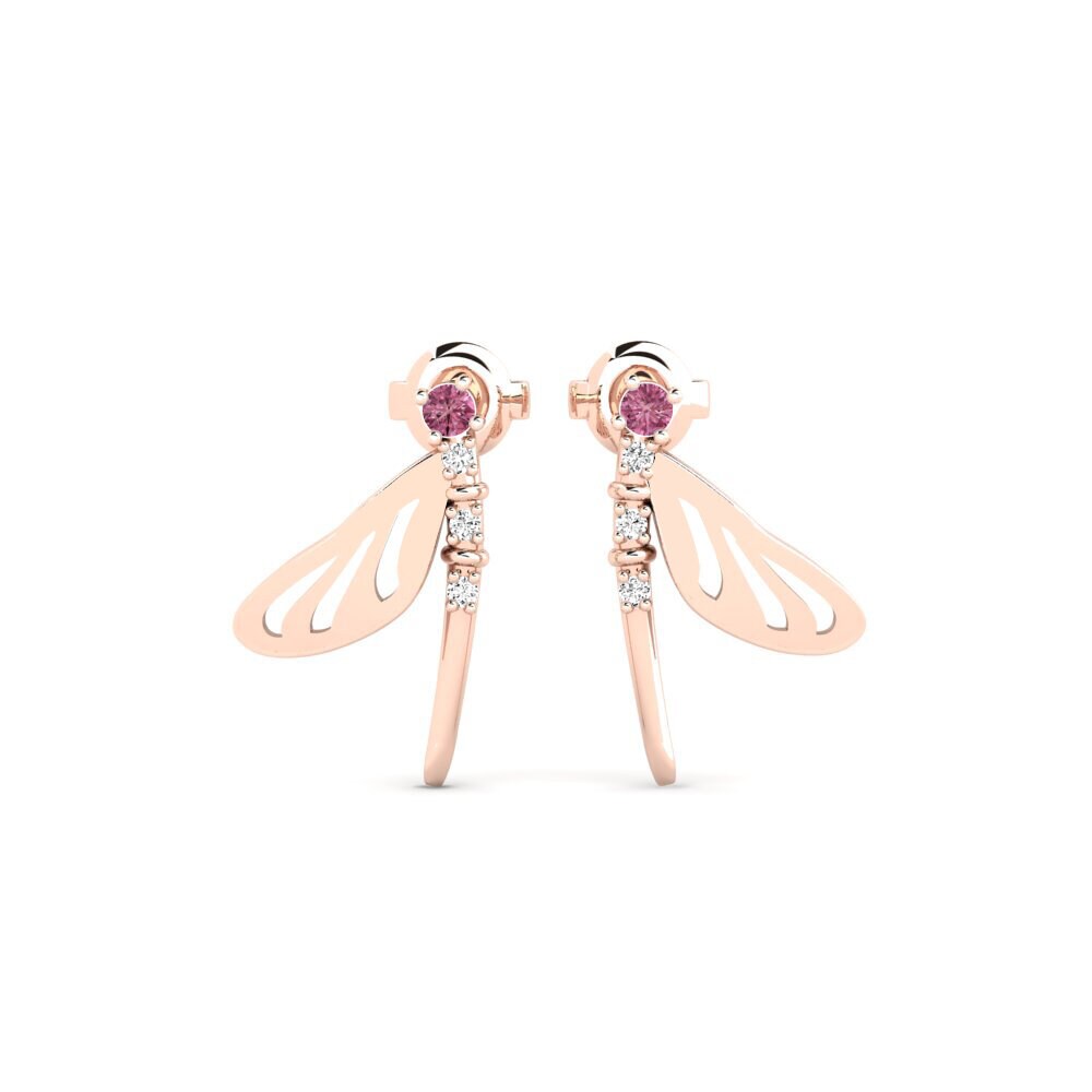 14k Rose Gold Rhodolite Garnet Women's Earring Iaudat