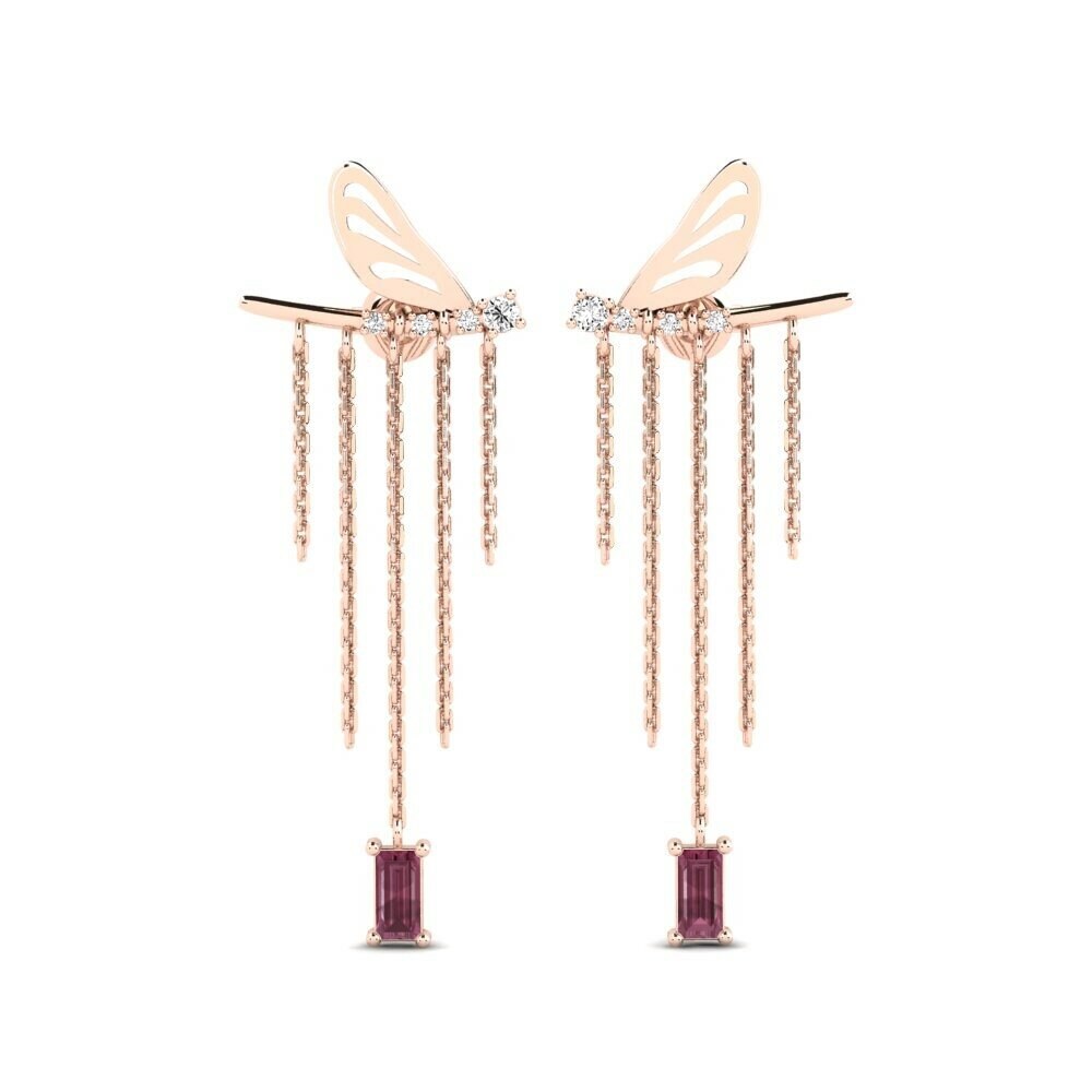 14k Rose Gold Rhodolite Garnet Women's Earring Kubuta