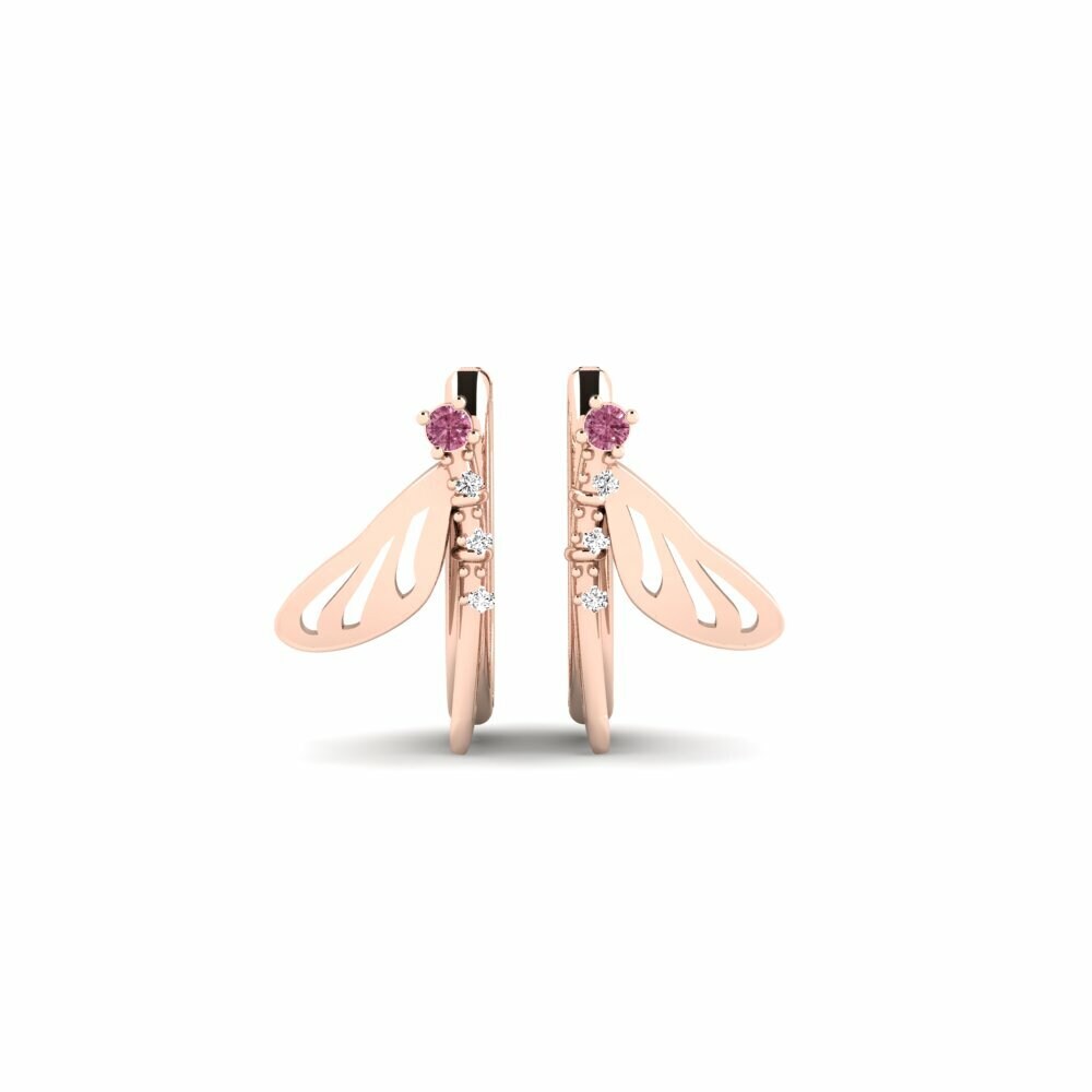 14k Rose Gold Rhodolite Garnet Women's Earring Layou