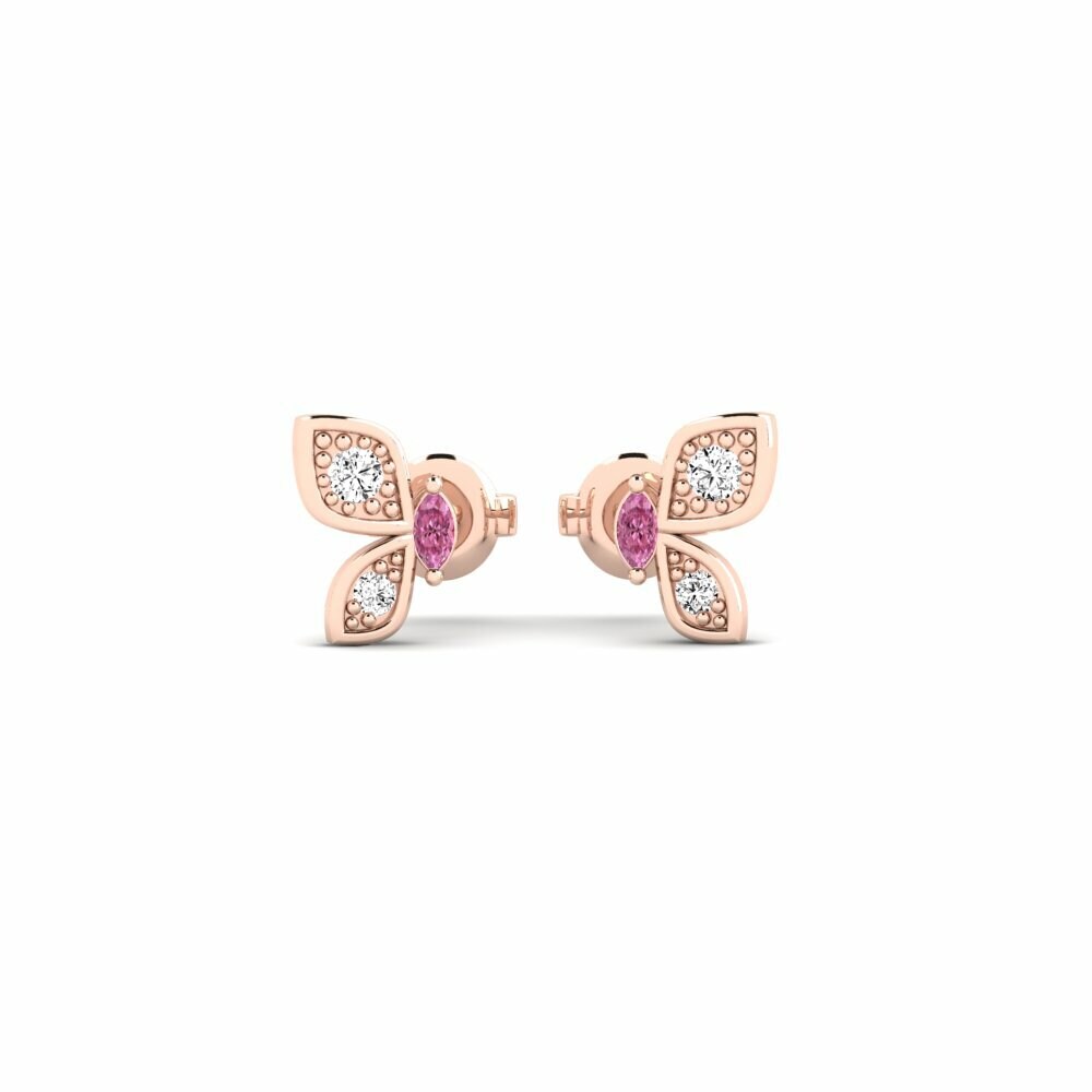 14k Rose Gold Rhodolite Garnet Women's Earring Leueu