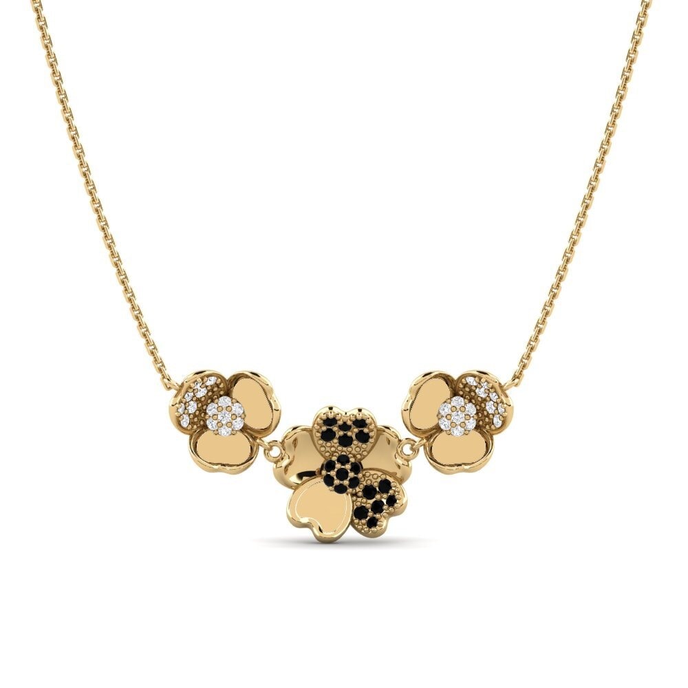 18ct Yellow Gold Black Sapphire Women's Necklace Modify