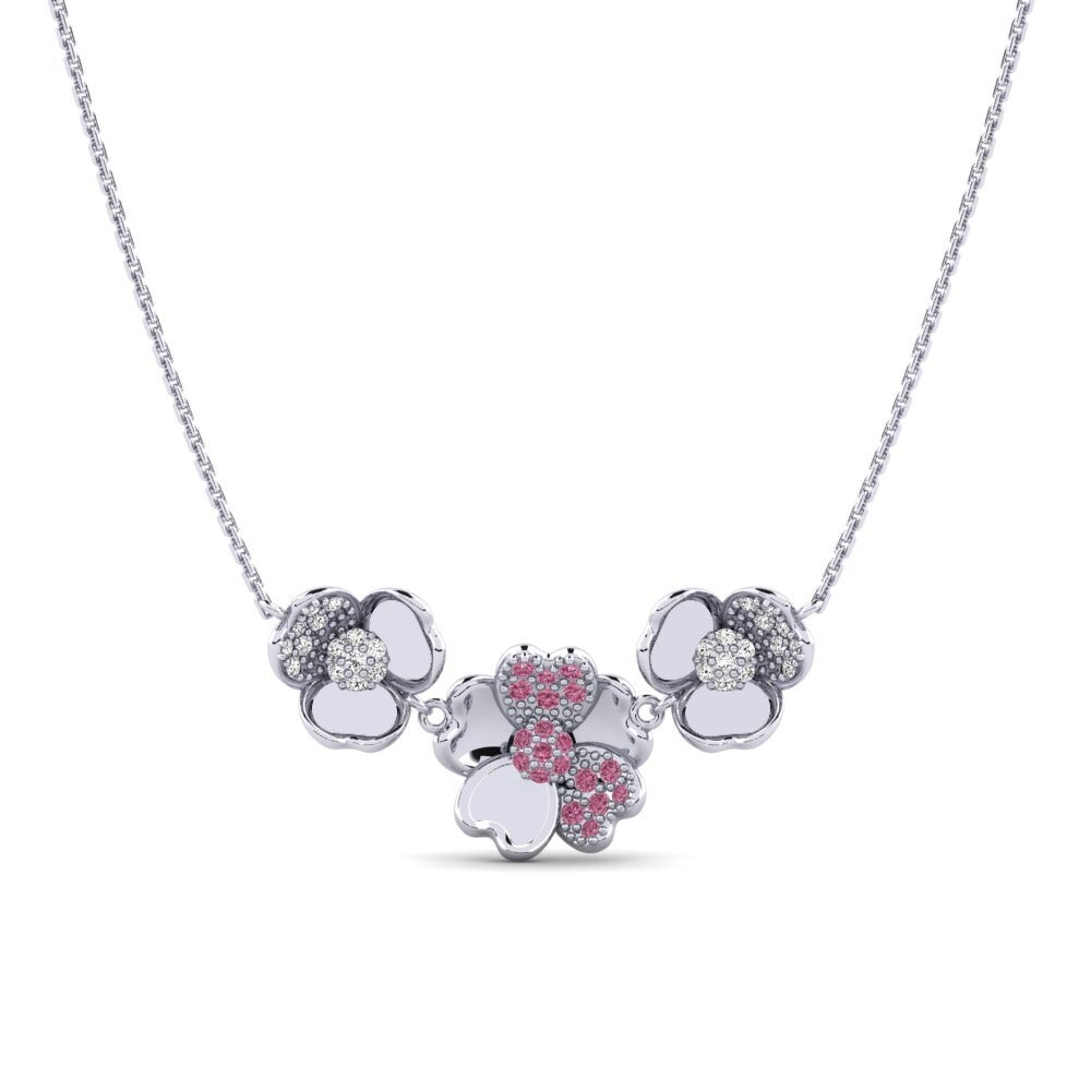 18ct White Gold Rhodolite Garnet Women's Necklace Modify