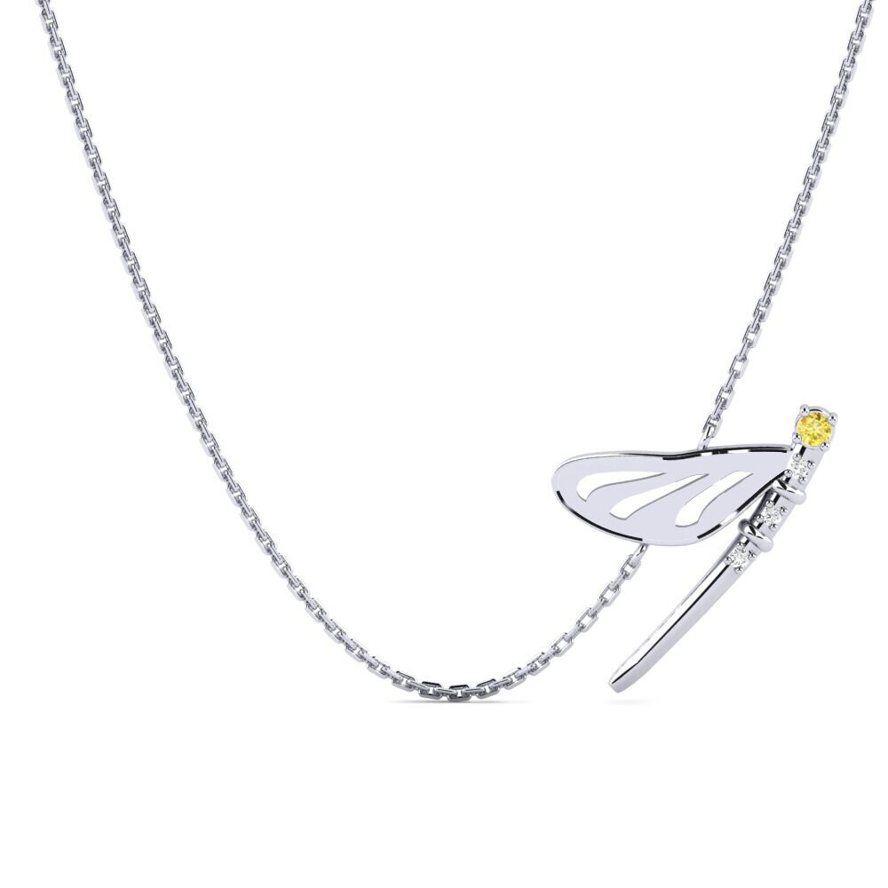 950 Platinum Yellow Sapphire Women's Necklace Plaine