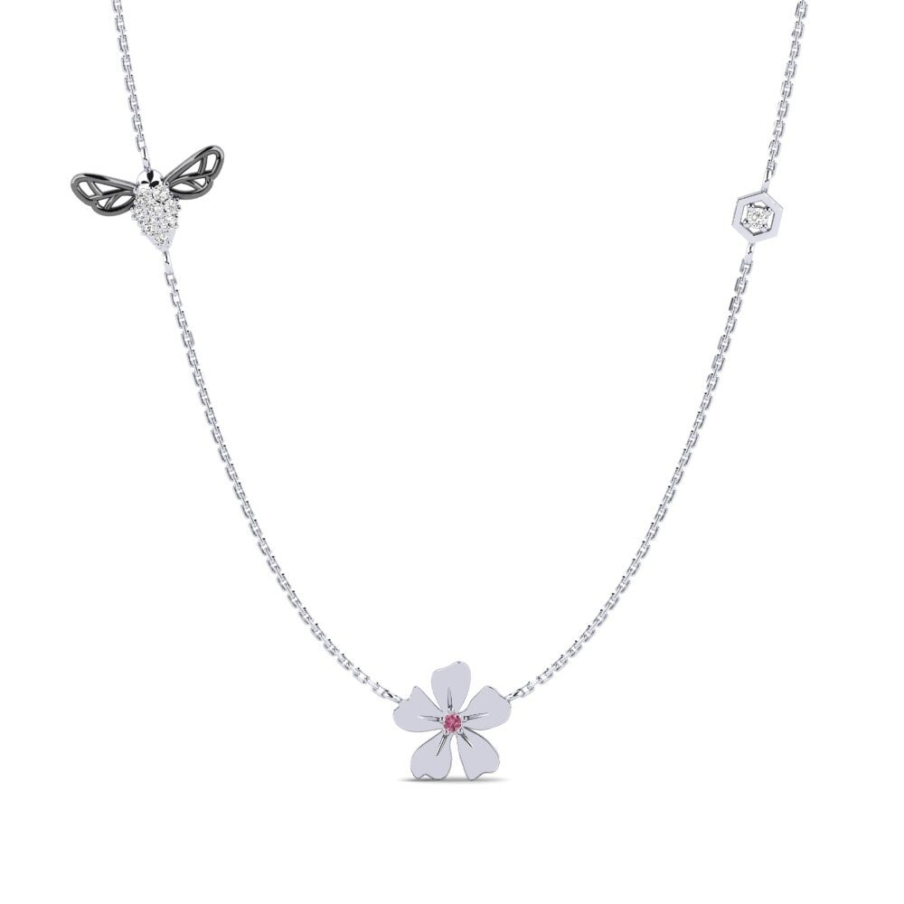 18ct White Gold Rhodolite Garnet Women's Necklace Roufoussa