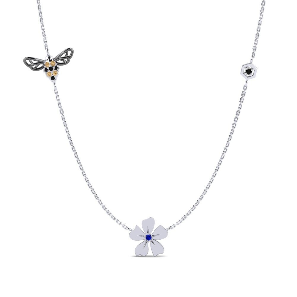 18ct White Gold Sapphire Women's Necklace Roufoussa