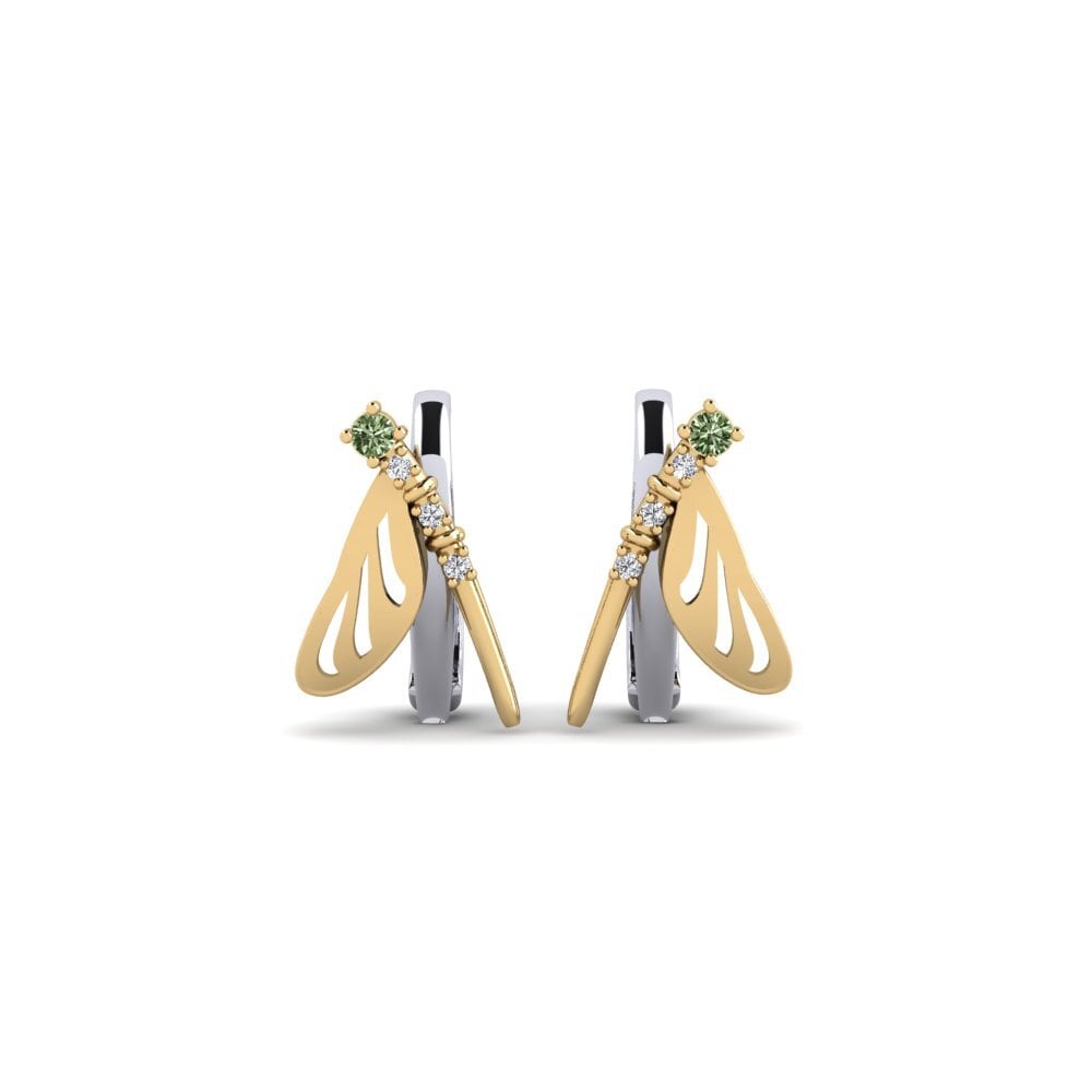 14K Yellow & White Gold Green Diamond Women's Earring Salybia