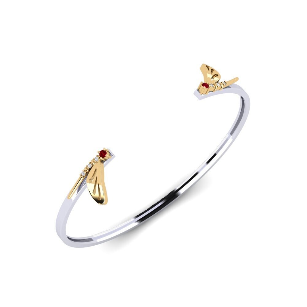 9ct White & Yellow Gold Red Zirconia Women's Bracelet Taguig