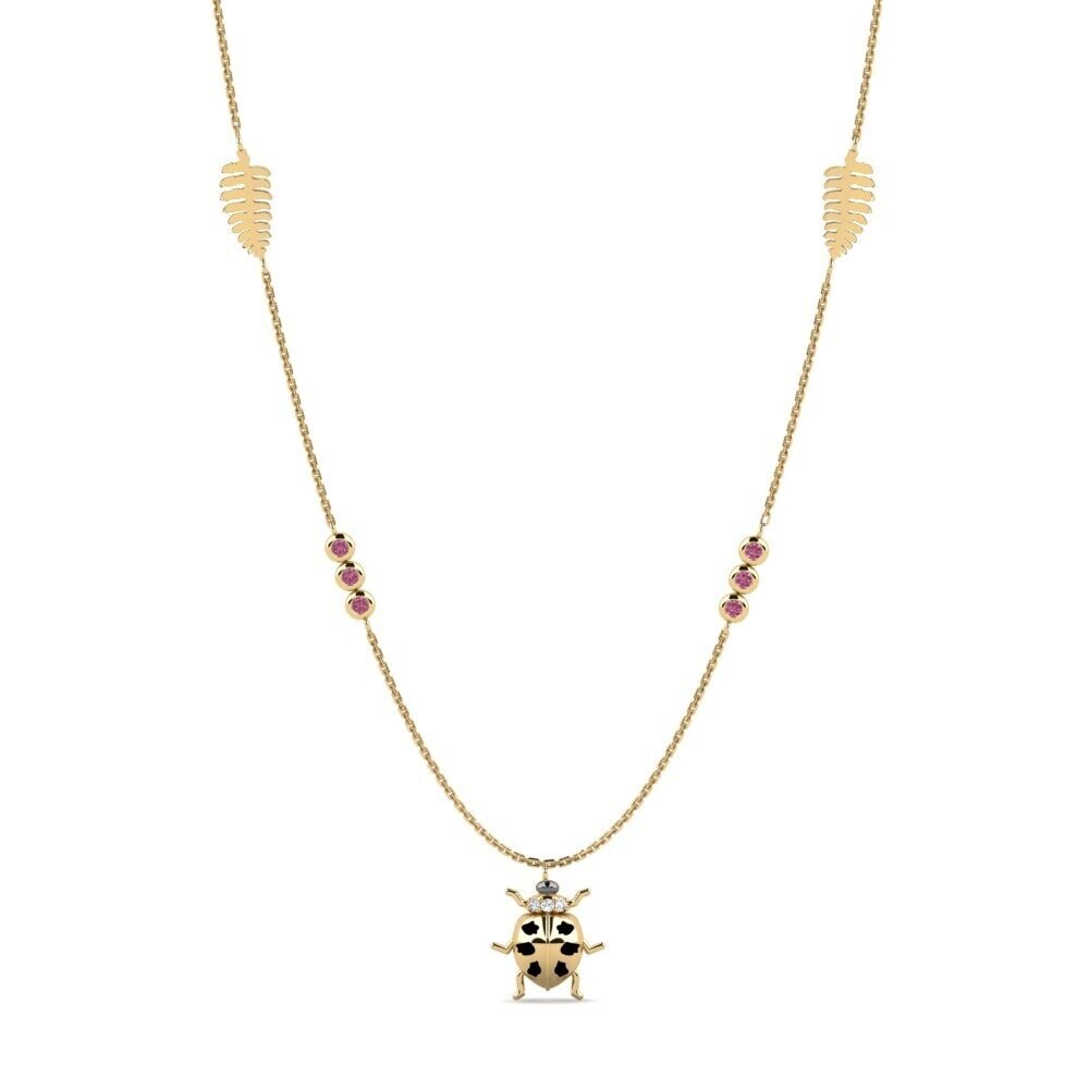 18ct Yellow Gold Rhodolite Garnet Women's Necklace Tavanbogd