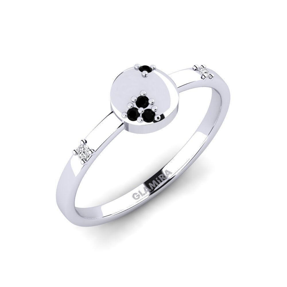 Paladio 950 Diamante Negro Anillo Hourug