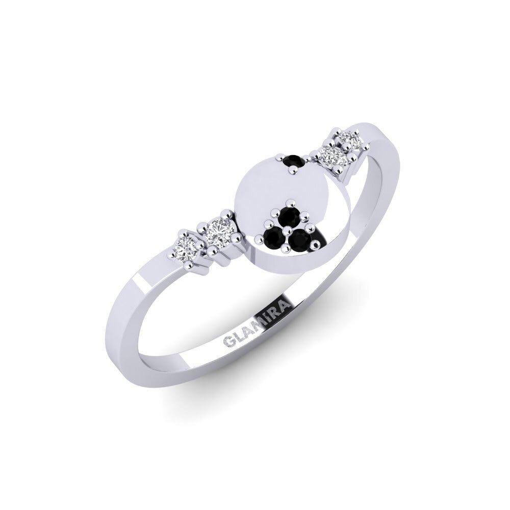 Paladio 950 Diamante Negro Anillo Ickins