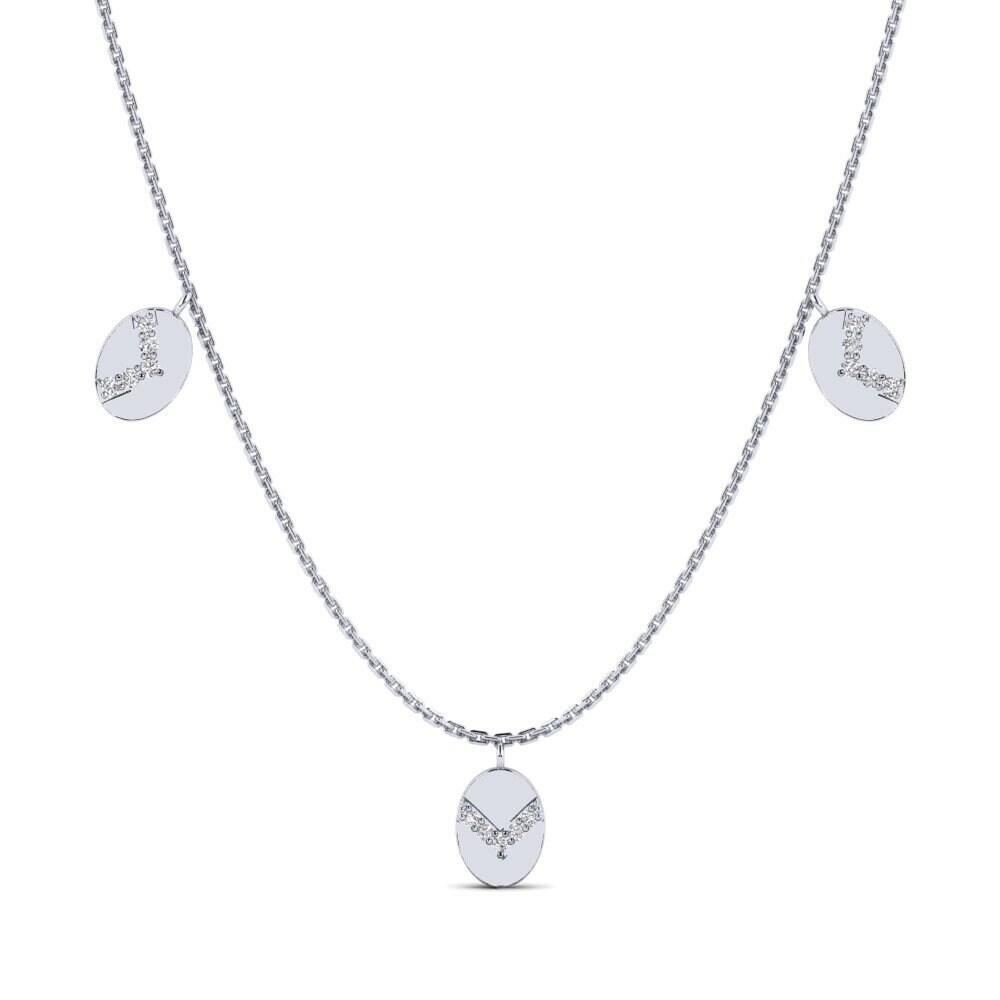 14k Oro Blanco Collar de Mujer Anjwado