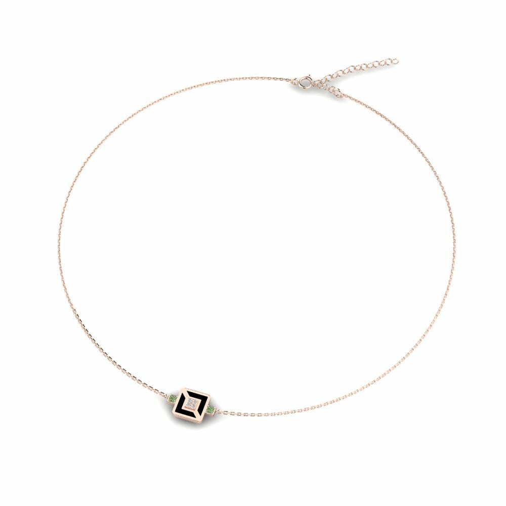 Vàng Hồng 9K Kim Cương Xanh Lá Cây Dây chuyền choker nữ Curvo