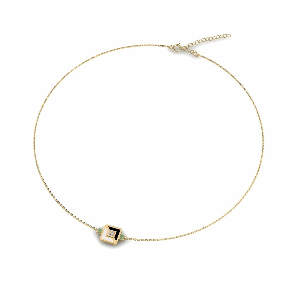 Vàng 18K Kim Cương Xanh Lá Cây Dây chuyền choker nữ Curvo