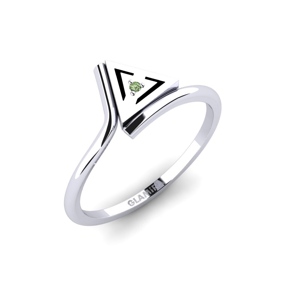 585 Bílé zlato Zelený diamant Prsten Feher