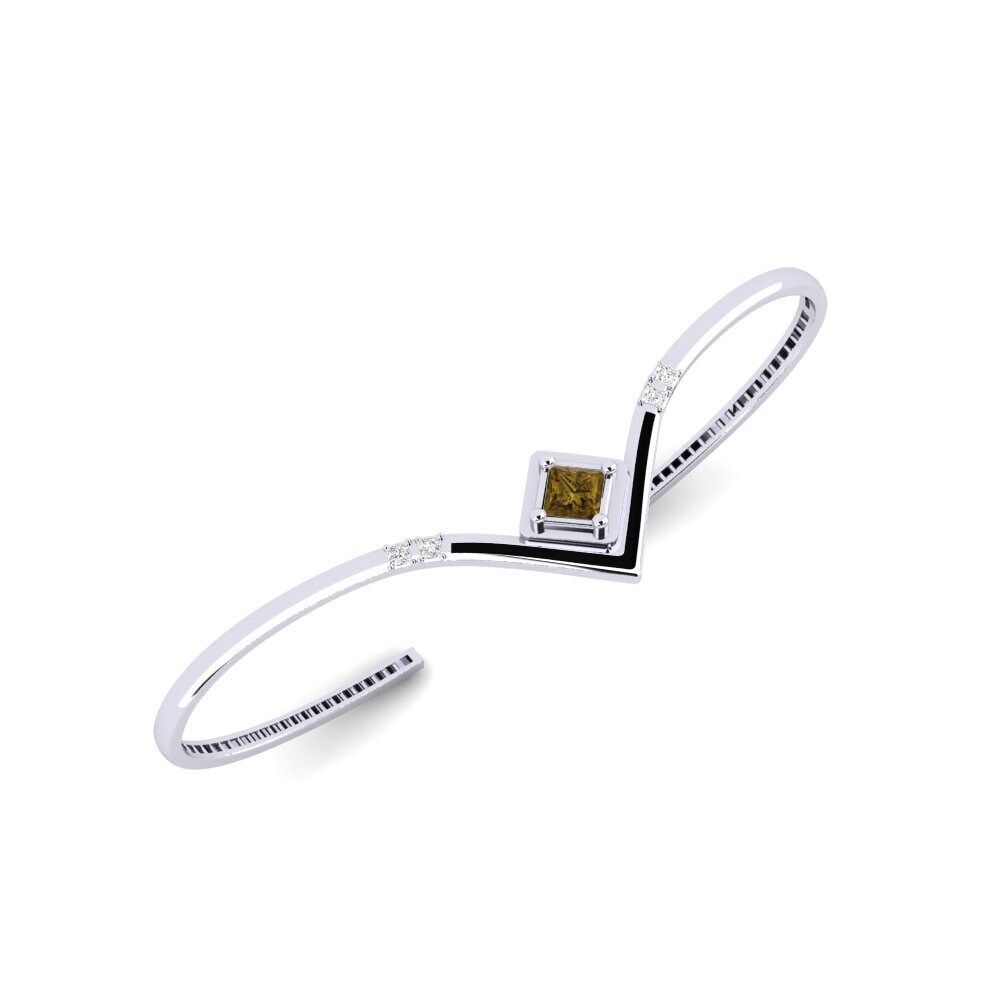 9ct White Gold Brown Zircon Palm Cuff Konnyu