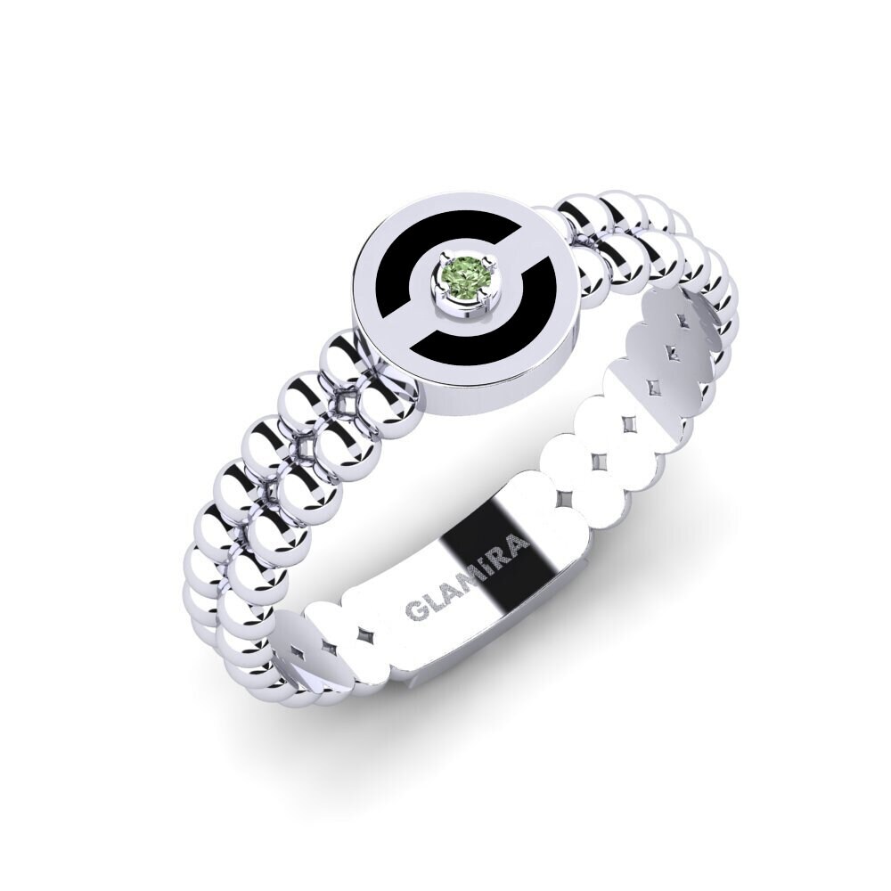 585 Bílé zlato Zelený diamant Prsten Limarest
