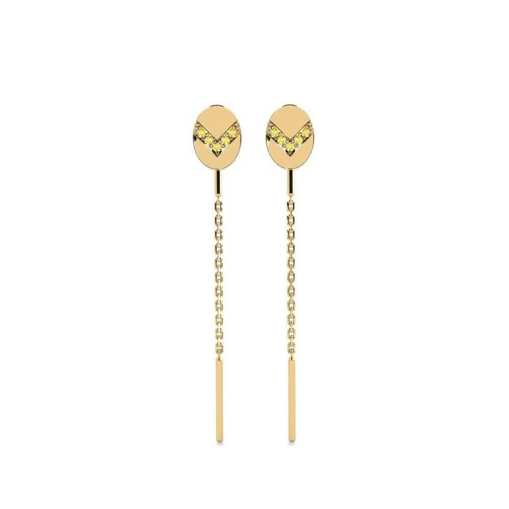 14ct Yellow Gold Round Yellow Sapphire Women's Earring Slamet