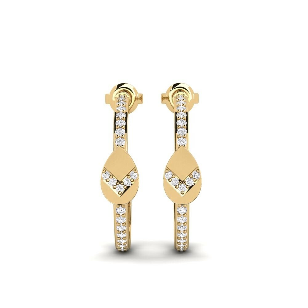 Round 0.384 Carat Huggies & Hoops White Sapphire 14k Yellow Gold Earring Teshima