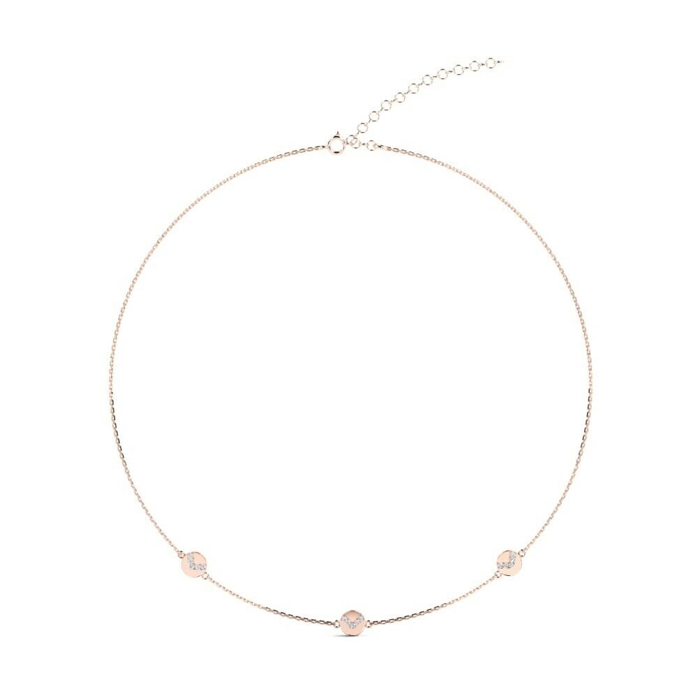 Vàng Hồng 18K Kim Cương Nhân Tạo Dây chuyền choker nữ Washiba