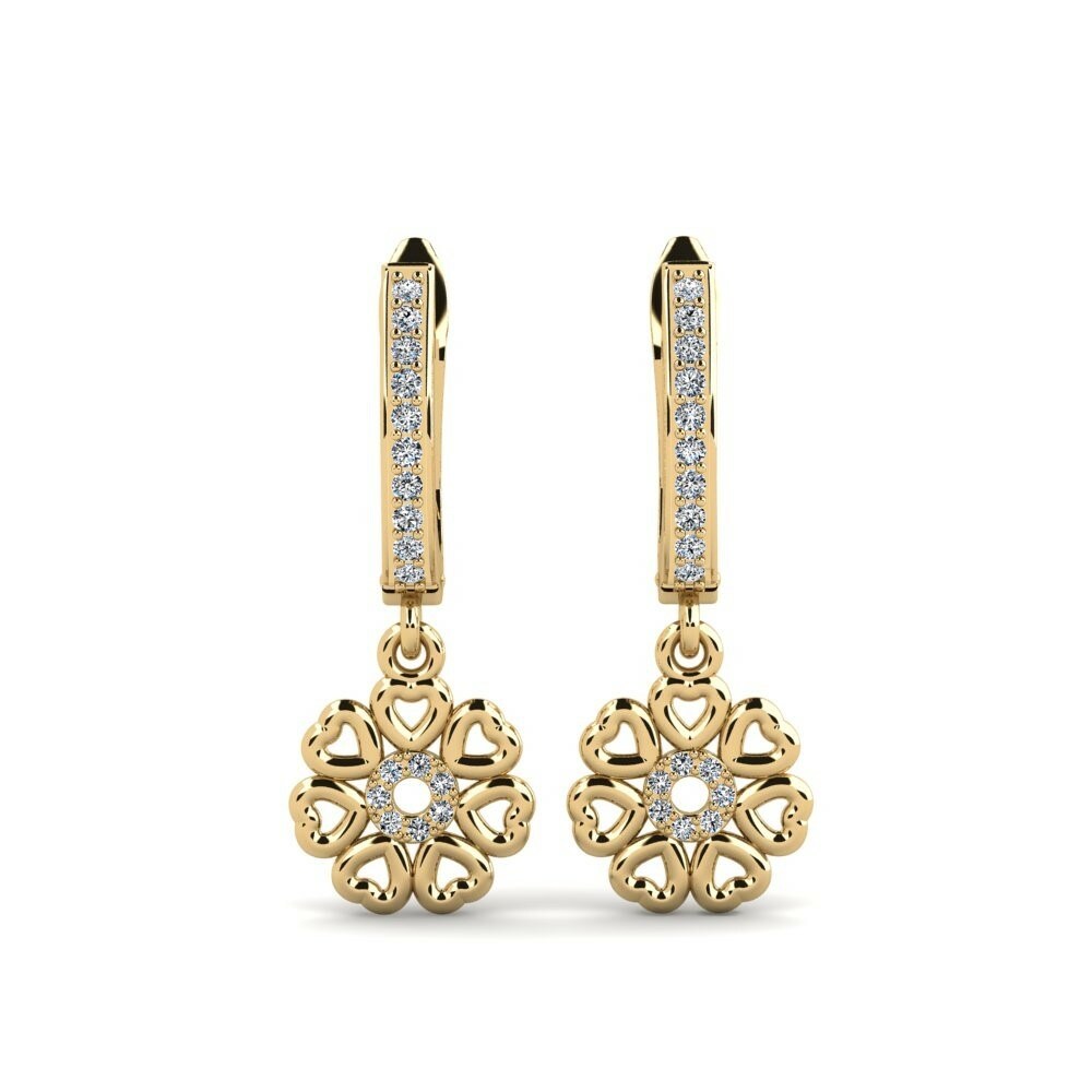 Earring Efulen 585 Yellow Gold & Swarovski Crystal