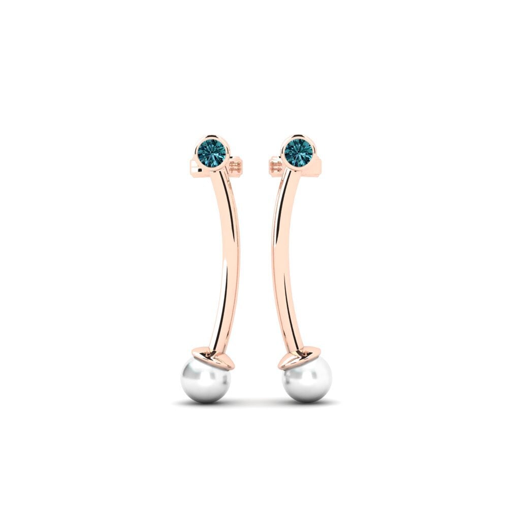 Rotgold 750 Blauer Diamant Damen ohrring Vivianate