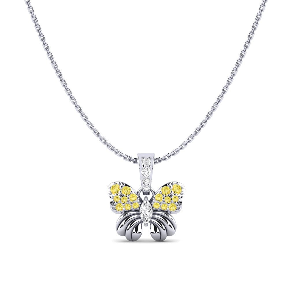 950 Platinum Yellow Sapphire Women's Pendant Alyaed
