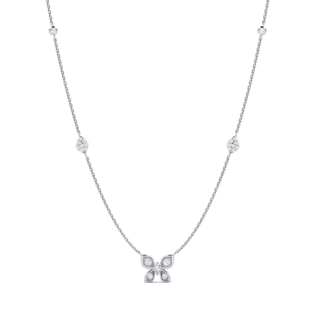 Plata 925 Zafiro blanco Collar de Mujer Ginessa