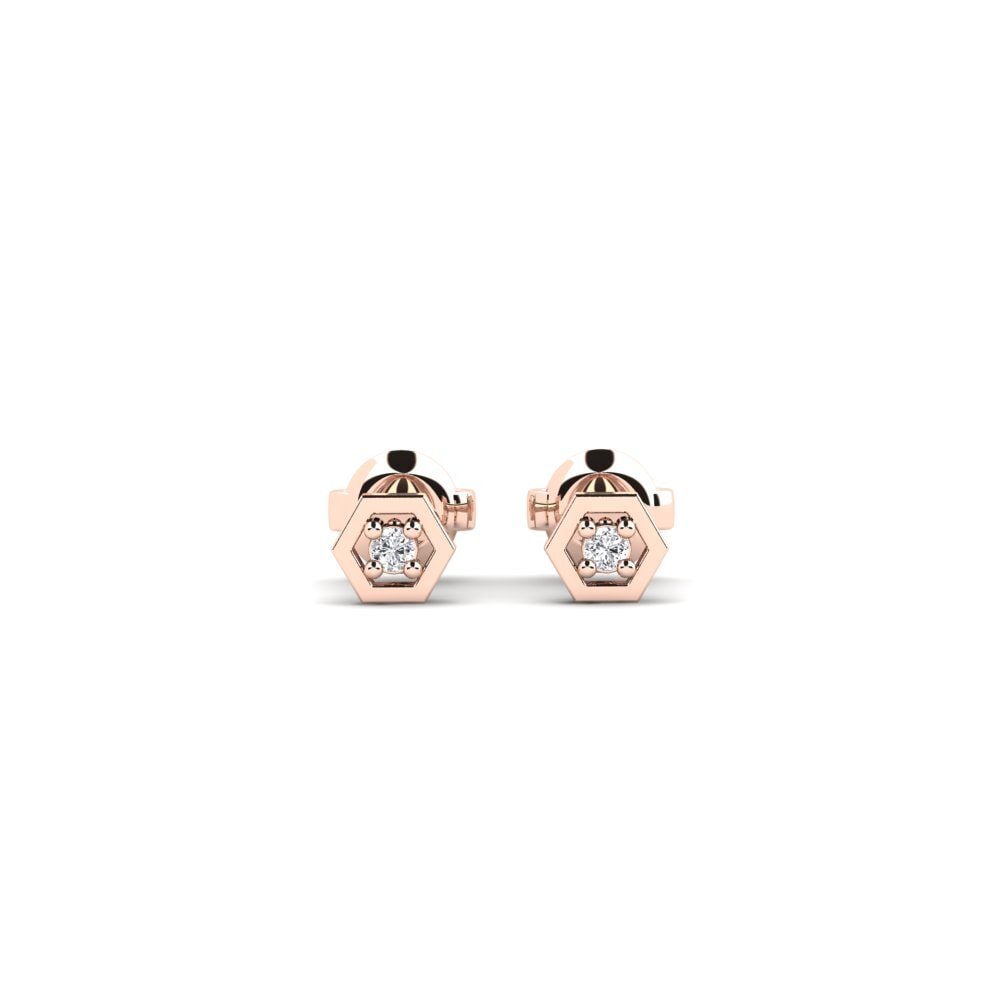 14ct Rose Gold Diamond Women's Earring Mavromichali - A